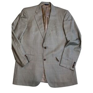 Brooks Brothers Blazer 42L Tan Houndstooth Silk Wool Classic Academia